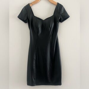 Black Pleather Body Con Mini Dress Sz S Holiday costume